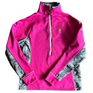 Browning Women’s Pink Cammo Shirt LARGE Hunting Long Sleeve Outdoor Mock Neck